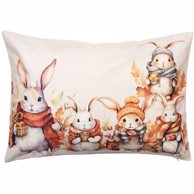 Clayre & Eef Kussenhoes 35x50 cm Beige Polyester Konijnen