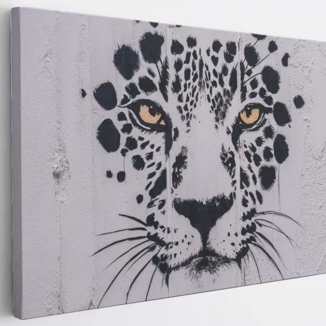 Saammp Canvas Schilderij - Panter - Abstract - 50x40 - Foto op canvas - Wanddecoratie - Muurdecoratie Woonkamer - Slaapkamer decoratie - Canvas Print Multicolor