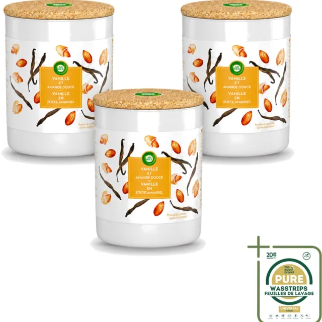 Air Wick 3 x Air Wick - Geurkaars - Vanille & Zoete Amandel - 35 Uur Brandduur - Wasstrips - Geurkaars - Vanille - Amandel - Warme Geur - Sfeer Oranje