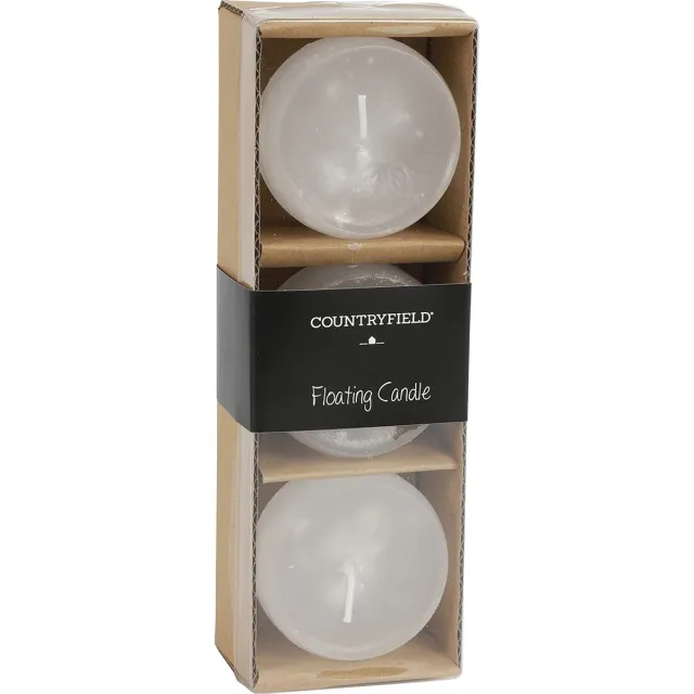 Countryfield drijfkaarsen 3 stuks wit