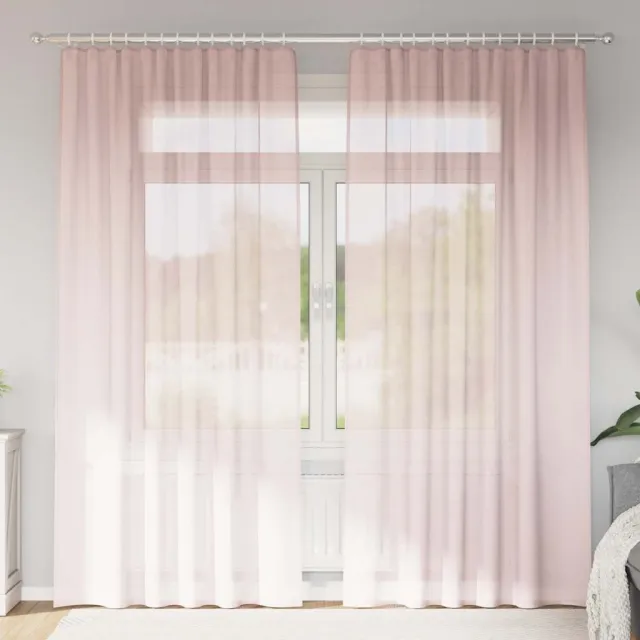vidaXL Gordijnen voile met roedezakken 2 st lichtroze
