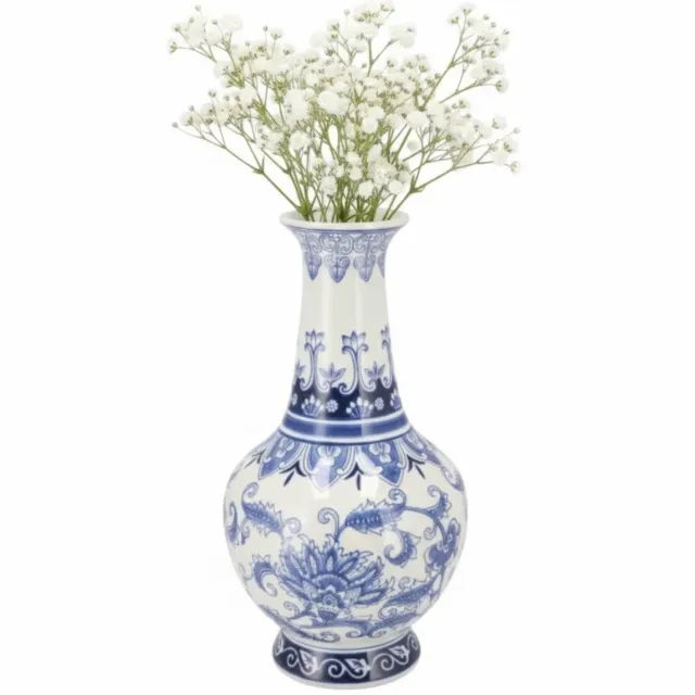 DK design Chinese vaas Asian - blauw - porselein - D20 x 37 cm - bloemenvaas