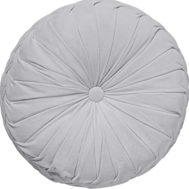 Dutch Decor KAJA - sierkussen Ø40 cm - rond - velvet - Micro Chip - grijs Lichtgrijs