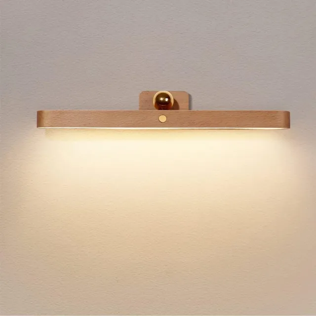 KZQ Oplaadbare Magnetische Led Badkamerverlichting Met Touchbediening En 3 Dimstanden – Usb-C Opladen, Beukenhout Afwerking, Voor Woonkamer, Slaapkamer En Gang Zoals in de figuur te zien is