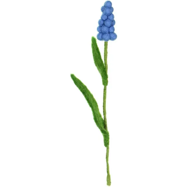 Sjaal met Verhaal Bloem Vilt - Blauw Druifje - 25cm - Fairtrade Sjaalmetverhaal Azuurblauw