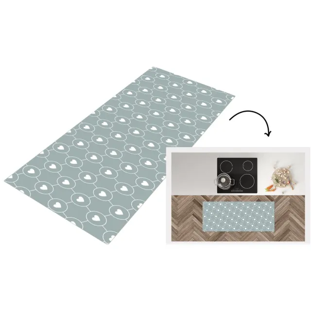 KitchenYeah Keukenloper - Loper keuken - Design - Geometrie - Patroon - Hart - Keukenloper vinyl Multicolor