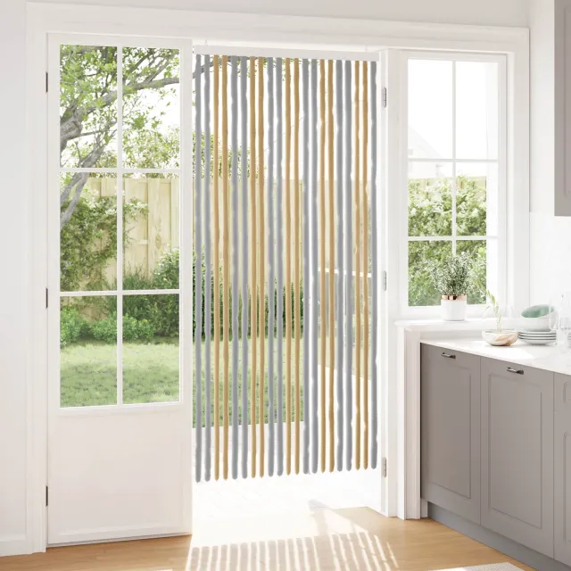 vidaXL Insecten Gordijn Chenille Grijs en Beige 90 x 200 cm 100% PP