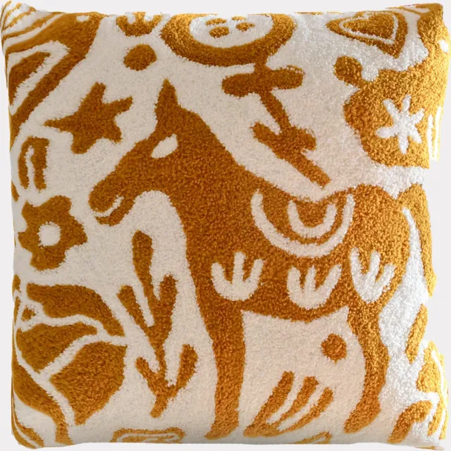 Urbane Hide Kussens woonkamer | kussenhoes 45x45 cm | kussensloop | sierkussens | cushion cover | katoen | full hand embroidery chain bruin