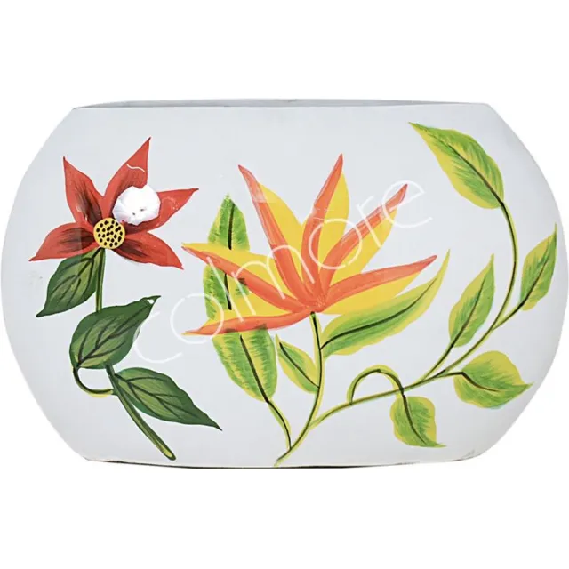 Colmore VAAS WIT MET BLOEMEN - HANDGESCHILDERD - EMAILLE
