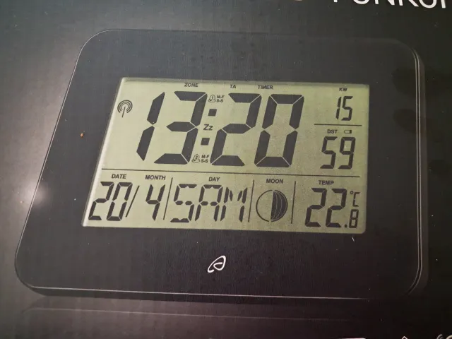 auriol Radio gestuurde lcd-klok - Nauwkeurige klok met automatische tijdsinstelling - ca. 22,9 x 16,2 x 2,1 cm - Zwart