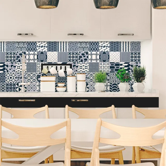 Ambiance Sticker Zelfklevende tegelmuurstickers voor keuken en badkamer - 30 Scandinavische Alaska cementtegelstickers - 30 stickers 20x20cm Multi color