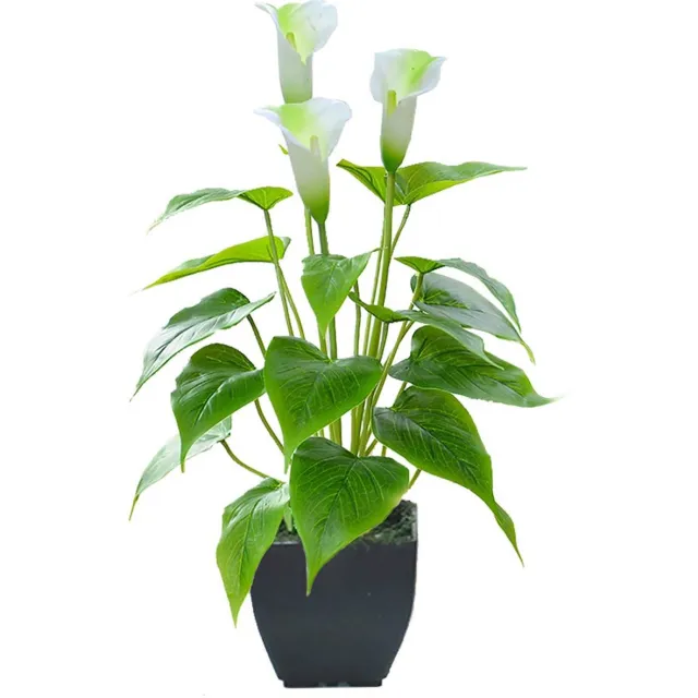 Unyqoos Stijlvolle kunstmatige Calla-lelie in zwarte pot voor interieurdecoratie Witte kunstbloem