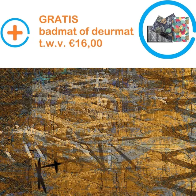FOTAPIJT DJ17.2.0057 - 3D Gouden Gelkeurig - Bedrukt tapijt - Vloerkleed - Antislip - Wasbaar - 160x230 cm - 9 mm - Polyester Bruin