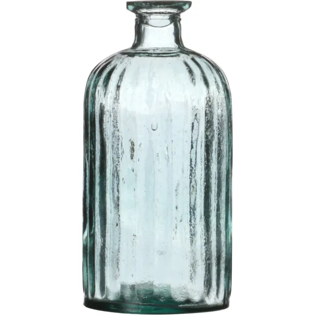 Natural Living Bloemenvaas Stripes - helder transparant - glas - 10 x 20 cm - Fles vazen