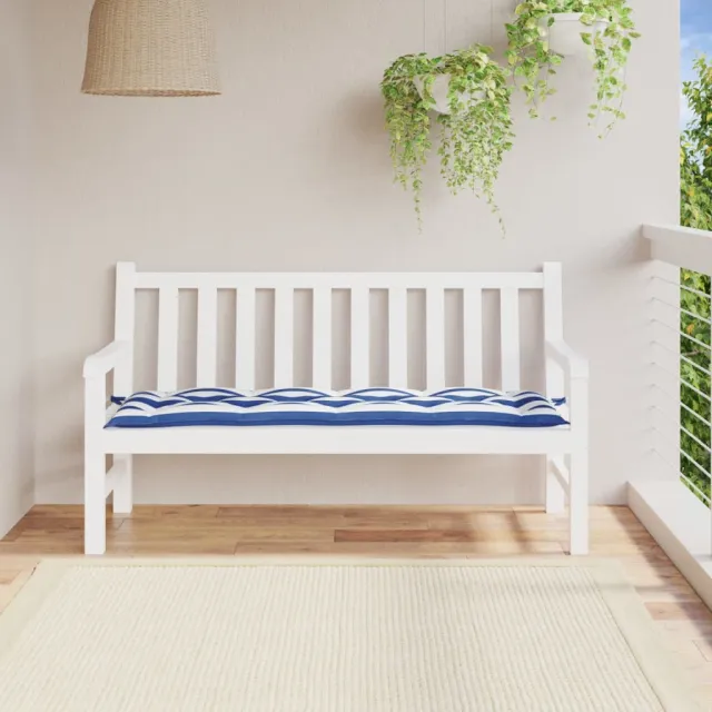 vidaXL Tuinbankkussen 150x50x7cm stof gestreept wit en blauw Meerkleurig