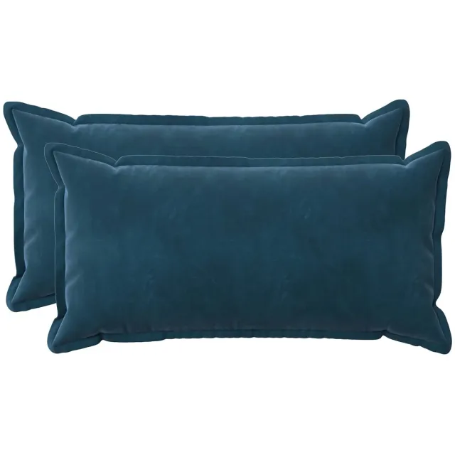 vidaXL Dekenkussen - 2 - st - HOUTEN - Blauw - 40 - x - 80 - cm - fluweel