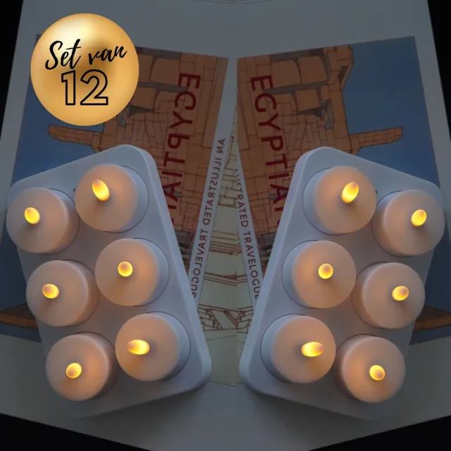 Ozocozy Oplaadbare Waxinelichtjes - 12 Stuks - Met Afstandsbediening - 48+ Branduren - Timerfunctie - Theelichtjes - Horeca Kaarsen - Oplaadbare LED Kaarsen - Veilig & Duurzaam Wit