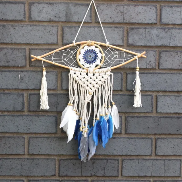 Ancient Wisdom Bescherming Dromenvanger - Kleine Macramé Oog Diverse Kleuren Sm Macrame Eye geassorteerde kleuren