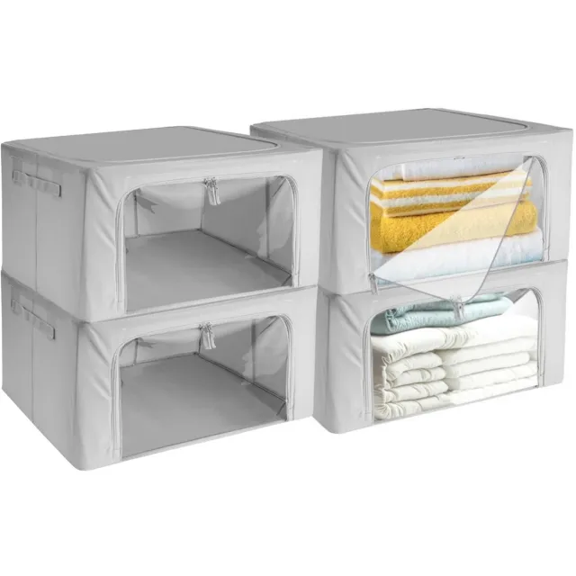 Ruhhy Dekbed opberghoes - 4x stuks - 24L - 40 x 30 x 20 cm - ritssluiting - organizer - opberghoezen Grijs