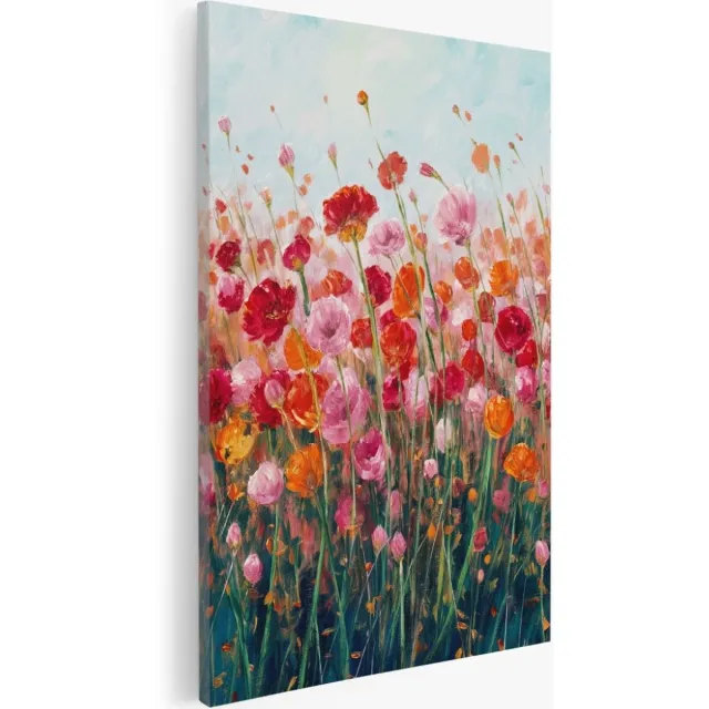 Saammp Canvas Schilderij - Kleurrijke Rozen - Bloemen - Abstract - 30x40 - Foto op canvas - Wanddecoratie - Muurdecoratie Woonkamer - Kantoor Decoratie Multicolor