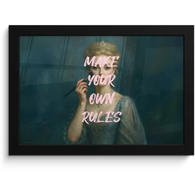 FrameYourWall Poster in lijst - Fotolijst 30x20 cm - Posters - Klassiek - Sierlijk - Roze - Posterlijst zwart - Decoratie - Wanddecoratie woonkamer - Muurdecoratie slaapkamer Make your own rules