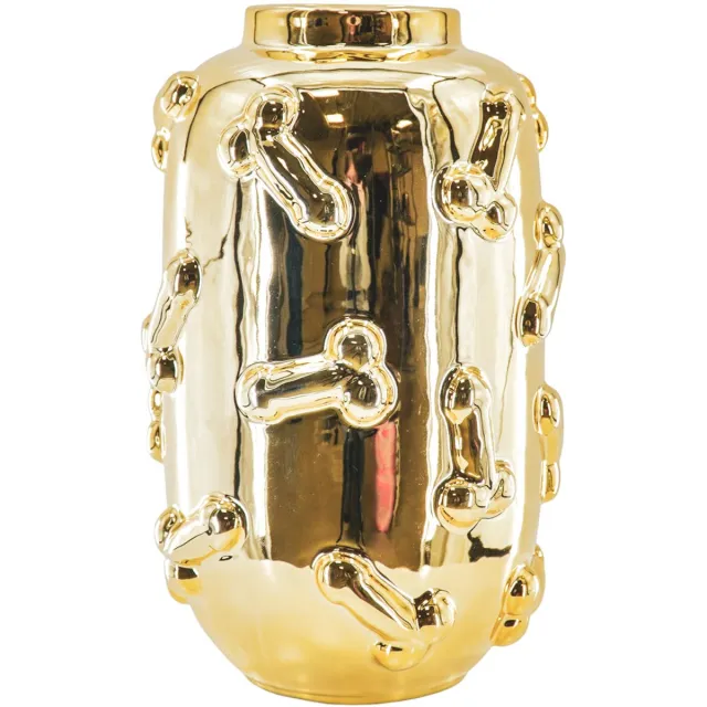 Housevitamin Vaas - Bloemenvaas- Piemels - Keramiek - Goud - 17x17x27cm