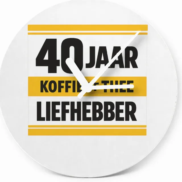 Mr Cadeautjes Glazen klok Ø 20 - design Humoristische jubileumopdruk rond een favoriete drank in een | cadeau Wit