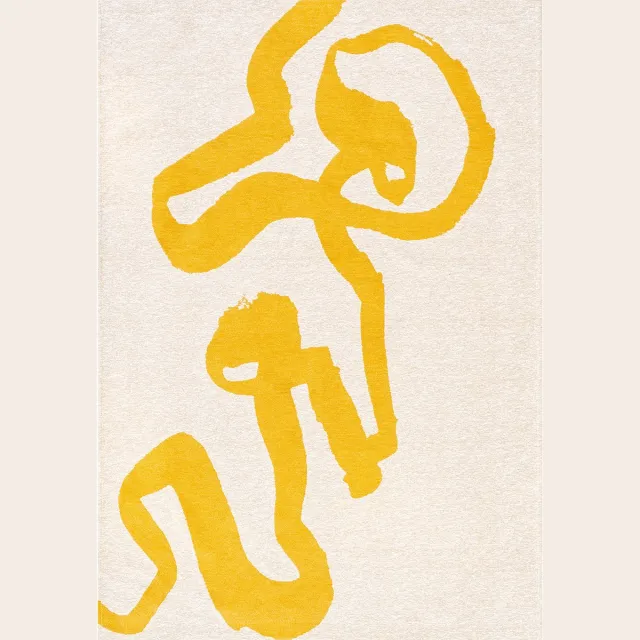Louis de Poortere Wasbaar Binnen & Buiten Vloerkleed - 240 x 240 cm - Louis De Poortere Ribbon Pure Yellow - Laagpolig Tapijt - Gerecycled PET - Made in Belgium - Circulair Geel