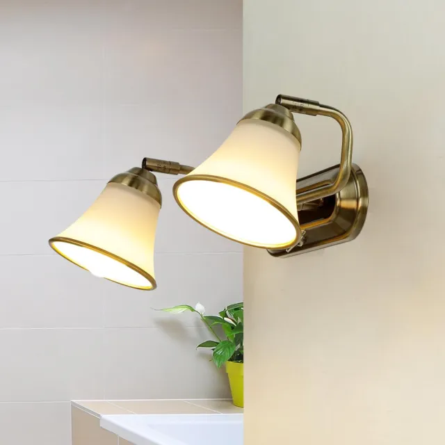 Licht Erlebnisse Licht-Erlebnisse - Grando - Wandlamp - E14 - van - Metaal glas - in - Brons wit Brons|wit