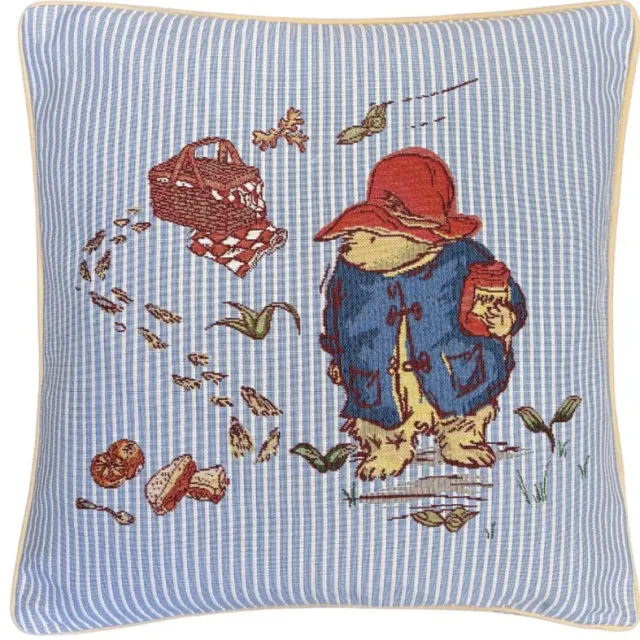 Signare Kussenhoes - Luxe Gobelinstof - Paddington Bear - Beertje Paddington - Licht blauw gestreept - Classic Marmalade - 45x45 cm