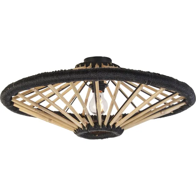QAZQA evalin - Oosterse Plafondlamp - 1 lichts - Ø 60 cm - Zwart - Woonkamer | Slaapkamer | Keuken