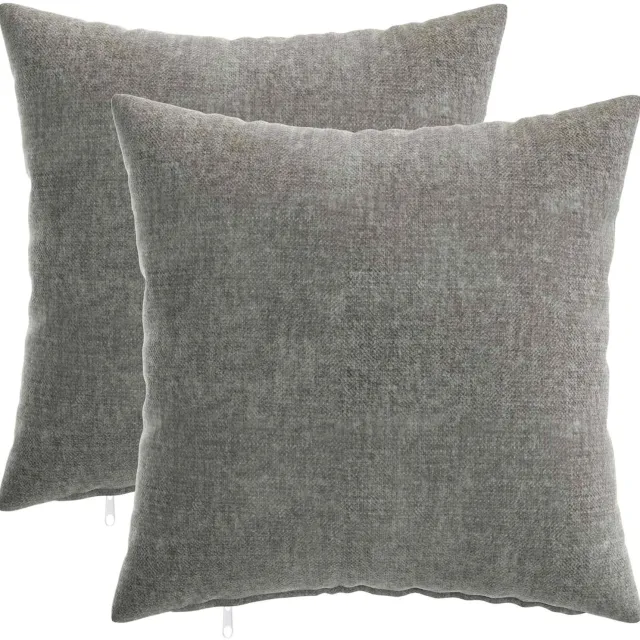vidaXL Dekenkussen - 2 - st - HEERLEN - Donkergrijs - 50 - x - 50 - cm - Chenille - Stof