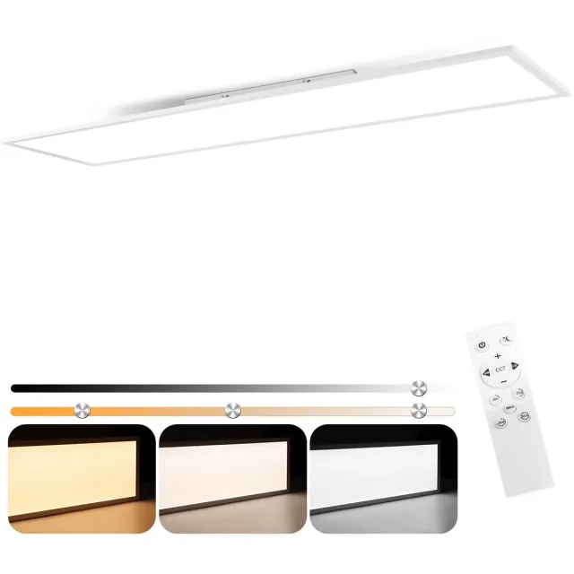 NETTLIFE Plafondlamp LED - 120cm - Lang Plafondpaneel - Wit - Plafondlamp plat - Dimbaar - met Afstandsbediening - 40W - Moderne Kantoorlamp - voor Werkplaats | Keuken | Studeerkamer | Woonkamer