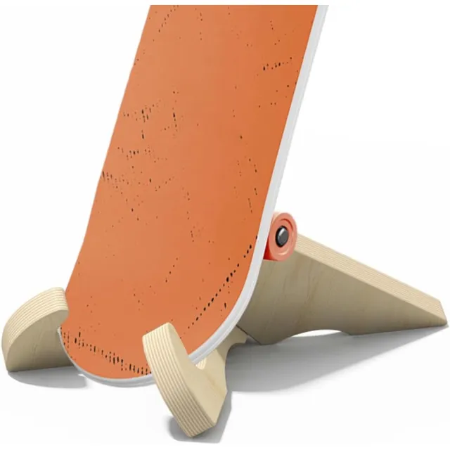 VHV Skateboard rek - Skateboard standaard - Longboard rek - Snowboard standaard - Vrijstaand - Hout - Voor binnen, garage en woonkamer - Stabiel - 26.5cm Houtkleur