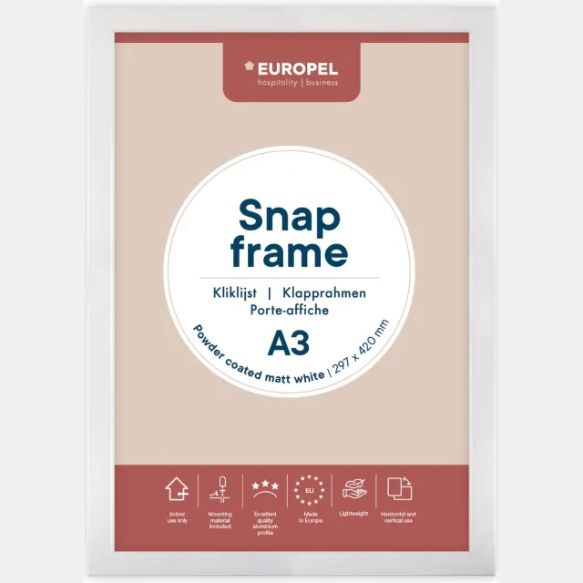 Kliklijst Europel - Posterlijst - A3 - 29,7 x 42 cm - 25mm frame - Mat wit