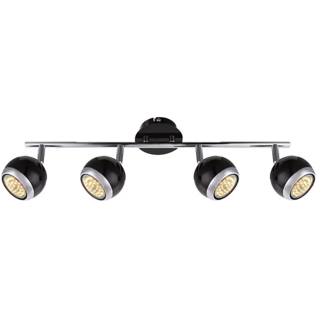 Globo Plafondlamp Spotlamp Woonkamerlamp Plafondspot 4 vlammen beweegbaar, metaal, 4x GU10, LxH 55x15cm Zwart