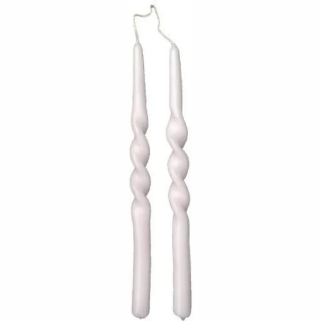 Rustik Lys dinerkaars Twist White set van 2 kaarsen Wit