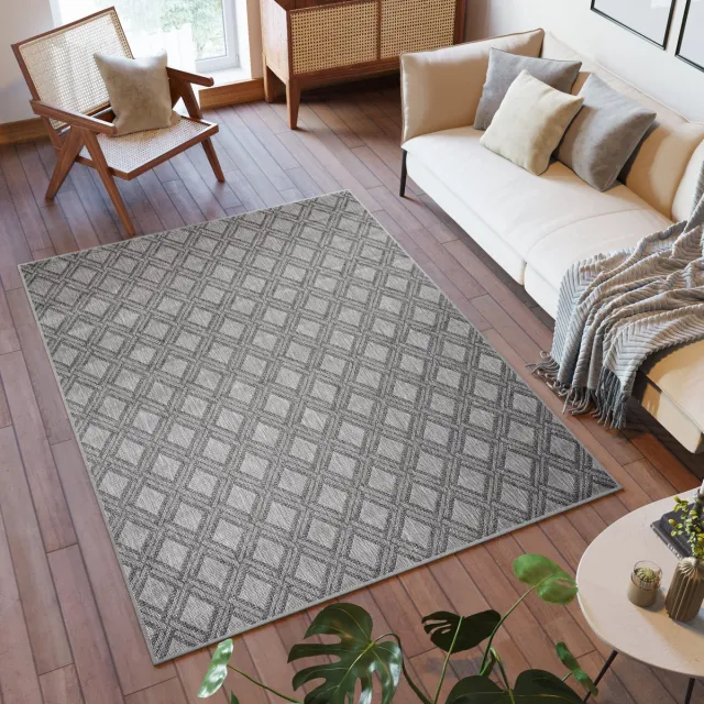 Tapiso Capri Vloerkleed Binnen Indoor Outdoor Woonkamer Tuintapijt Donkergrijs 2 2