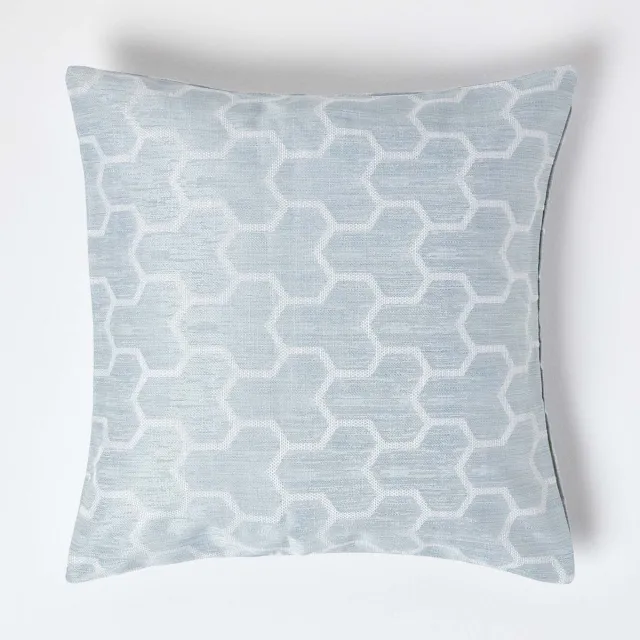 Homescapes Blauwe geometrische kussenhoes 45 x 45 cm