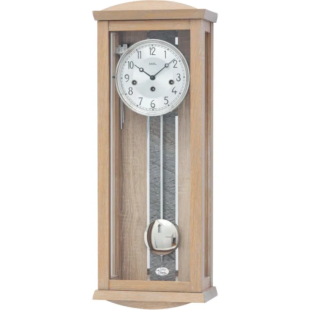 AMS 2746 - Wandklok met slinger - Hout - Glas beige