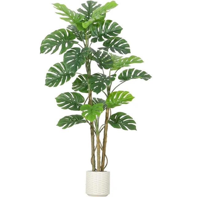 Gudalio Kunstplant - Nepplant - Kunstboom - Monstera - Gatenplant - Decoratief - Levensecht - Incl. Pot - 180 cm - Groot Groen