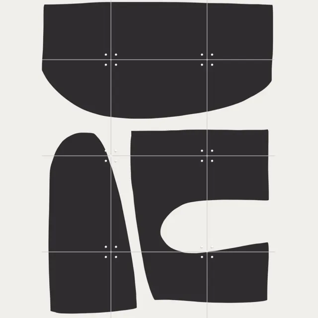 IXXI Shapeful 1, Dan Hobday & Various - 60 x 80 cm - Grote wanddecoratie en posters - Grafisch Ontwerp, Minimalisme, Line art, Abstract, Studeerkamer Grijs / Zwart en wit / Wit / Zwart