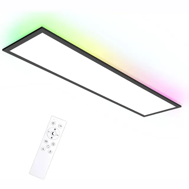 Oraymin RGB LED Plafondlamp Zwart 100x25 cm - 30W Dimbaar - Met Afstandsbediening