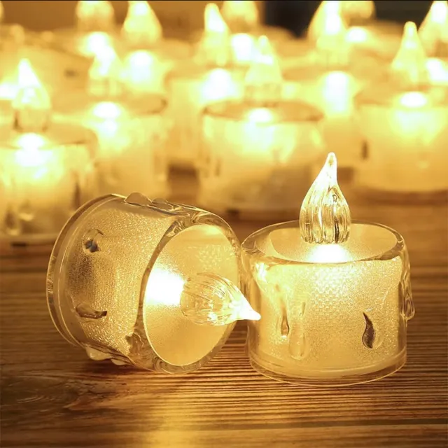 FLITI Theelichtjes op batterijen - vlamloze verlichting - voor sfeerdecoratie - LED-theelichtjes - voor thuisgebruik - warmwit - 24 stuks Geel