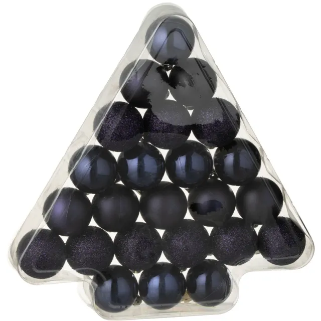 J-Line kerstballen - kunststof - blauw - set van 24