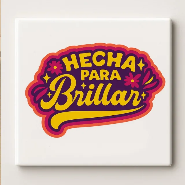 Nevolis Hecha Para Brillar Keramische Tegel 15x15cm – Retro Spaanse Quote Muurdecoratie – “Gemaakt om te Stralen” Inspirerende Decoratie voor Huis of Kantoor Multi Color