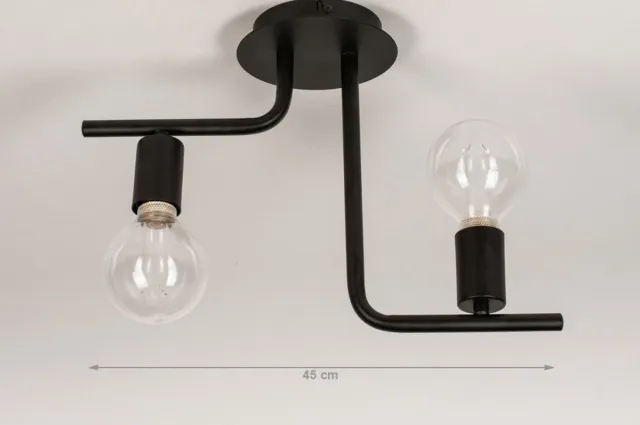 Lumidora Plafondlamp 74155 - Plafonniere - 2 Lichts - E27 - Zwart - Metaal