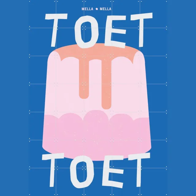 IXXI Toet blauw, Mella Mella - 100 x 140 cm - Grote wanddecoratie en posters - Grafisch Ontwerp, Pop art, Kleurrijk, Illustraties, Fantasierijk
