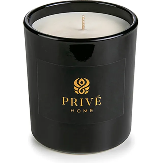 Privé Home Luxe Geurende Soja Kaars 280 g - Tobacco en Leather - in mooie cadeau verpakking Zwart