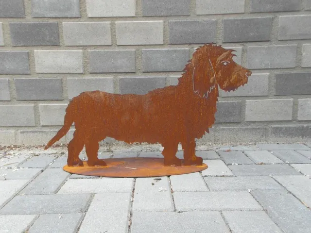 Iron Art teckel op plaat Roest bruin